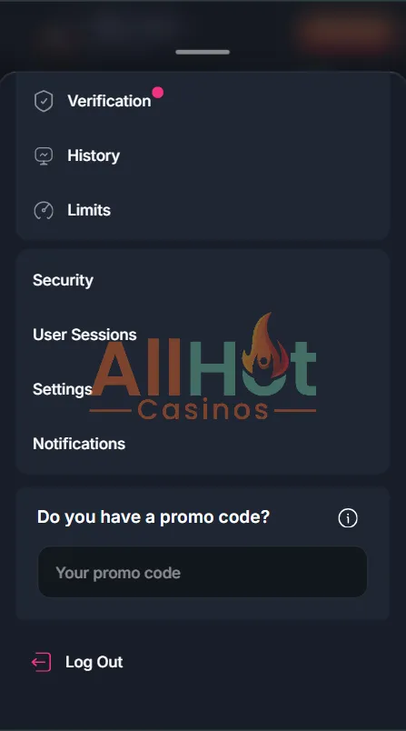 Beef Casino AHC50FS promo code input screenshot