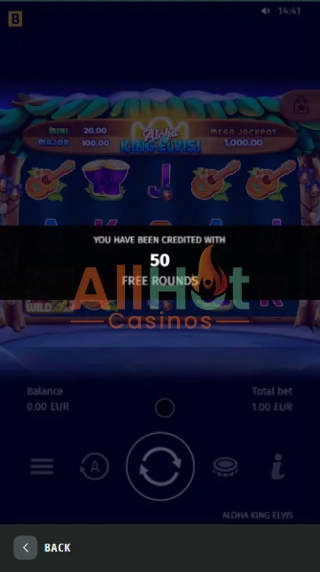 Drip casino No deposit 50 Free spins Bonus in Aloha King Elvis Slots from BGaming Awarded