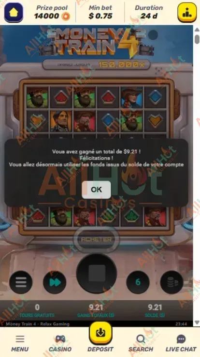 Total Amount Won after GambleZen casino No deposit 50 Free spins Bonus Screenshot