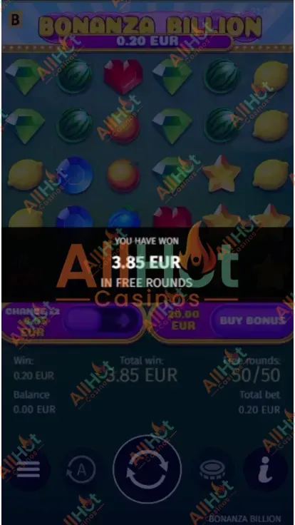 SpinBetter casino No deposit 50 Free spins Bonus Total Amount Won Screenshot