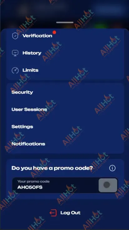 Fugu Casino No deposit Bonus 50 Free Spins Code Input Screenshot