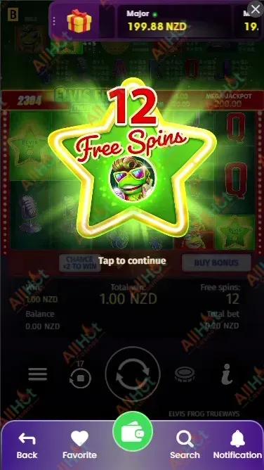 Elvis Frog TRUEWAYS extra 12 Free spins triggered at Spinando Casino