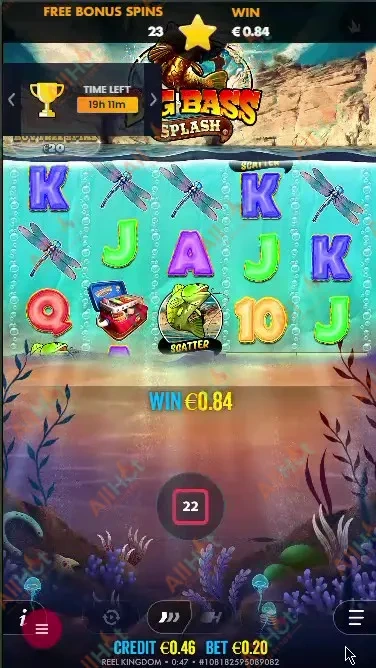 Proof of the highest win amount of €0.84 during spin number 28